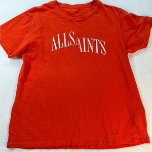 Vintage Y2K All Saints Dropout Mic Misaligned Print Cotton T Shirt Large